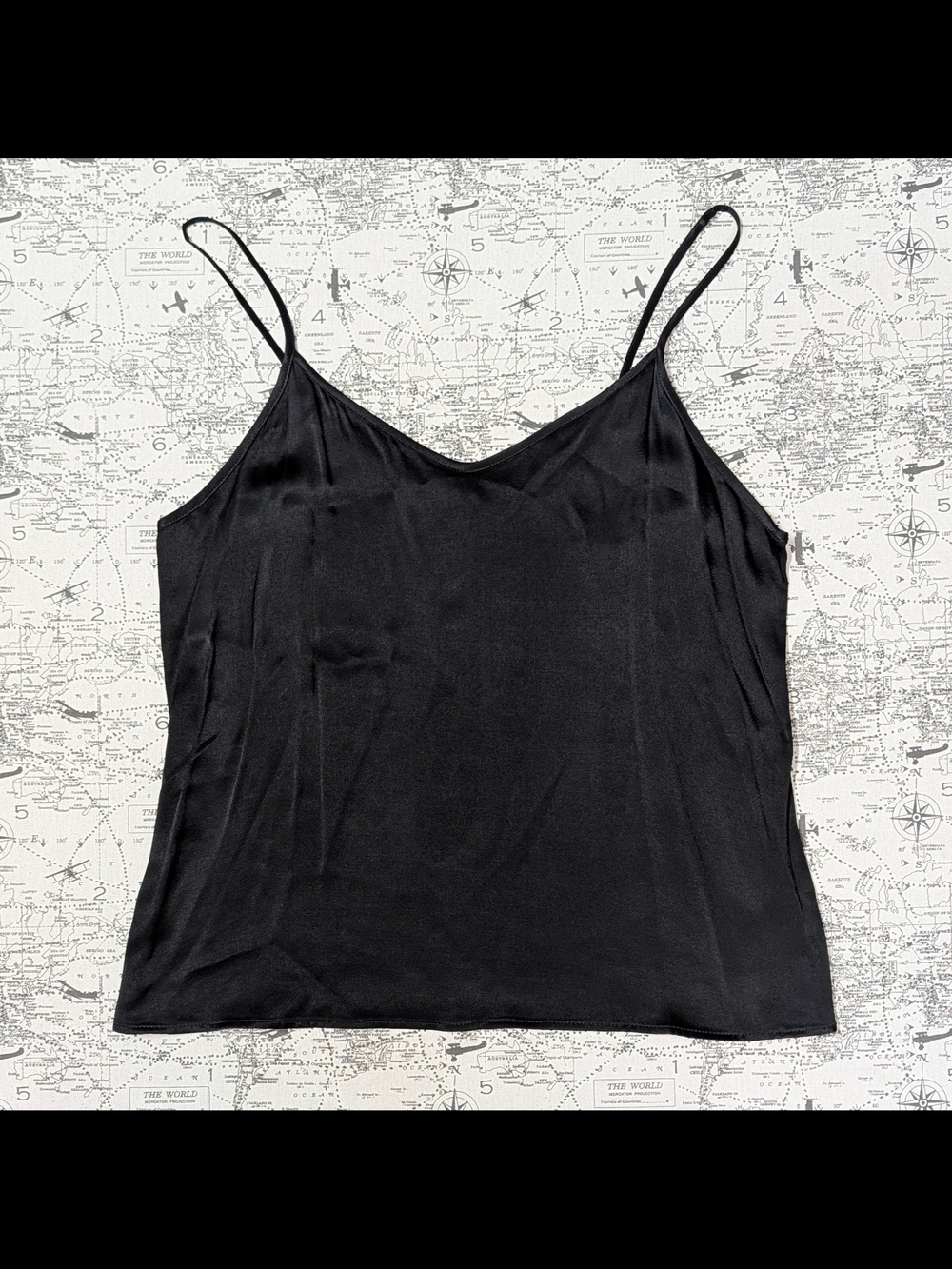 DREW Black Satin Rayon Spaghetti-Strap Camisole Size Medium